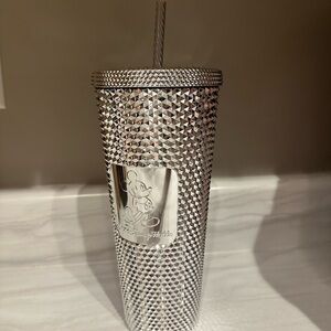 Walt Disney World Silver Textured Tumbler with Straw
